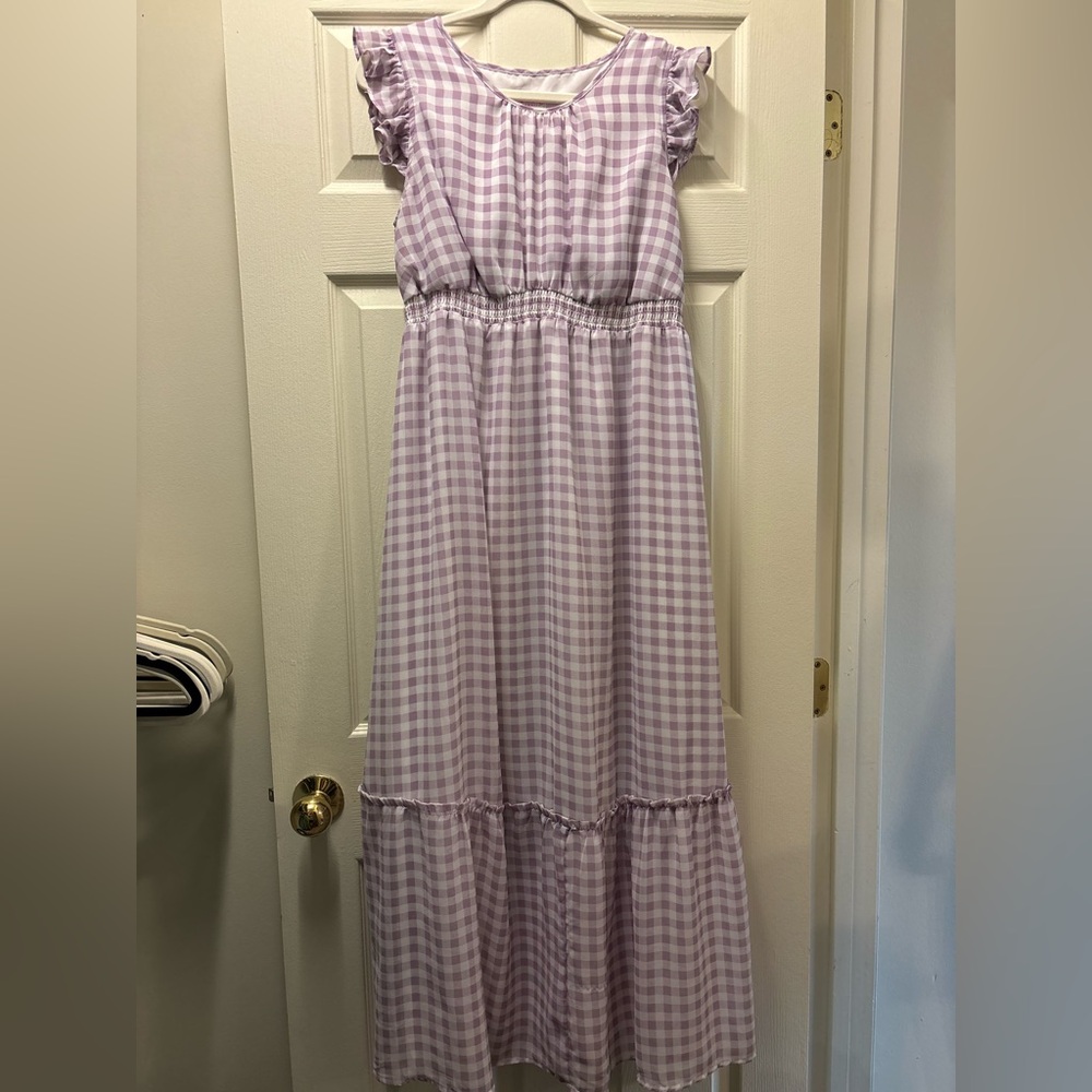 Isabel Maternity by Ingrid & Isabel Purple Checkered Maxi Dress